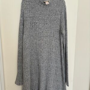 Cozy Gray Mock Neck Knit Sweater Dress